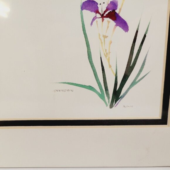"Friendship" Matted Calligraphy and Painting Litho by Renee Locks Purple Floral - Picture 2 of 3
